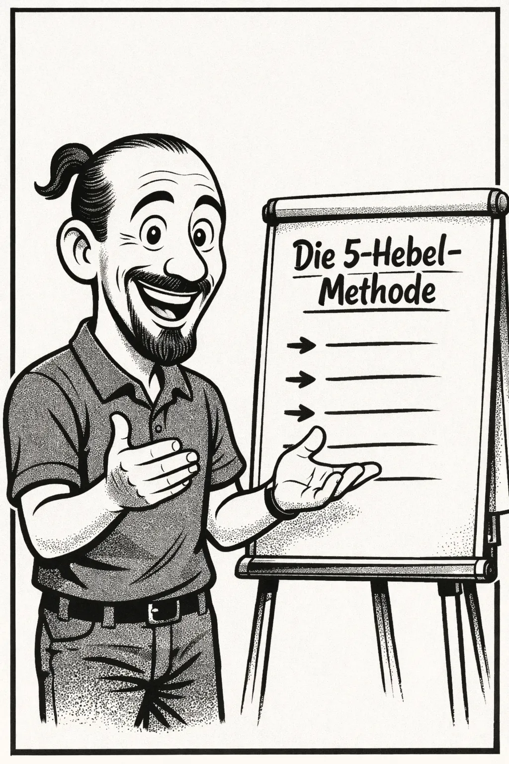 Illustration: Die 5-Hebel-Methode am Flipchart erklärt