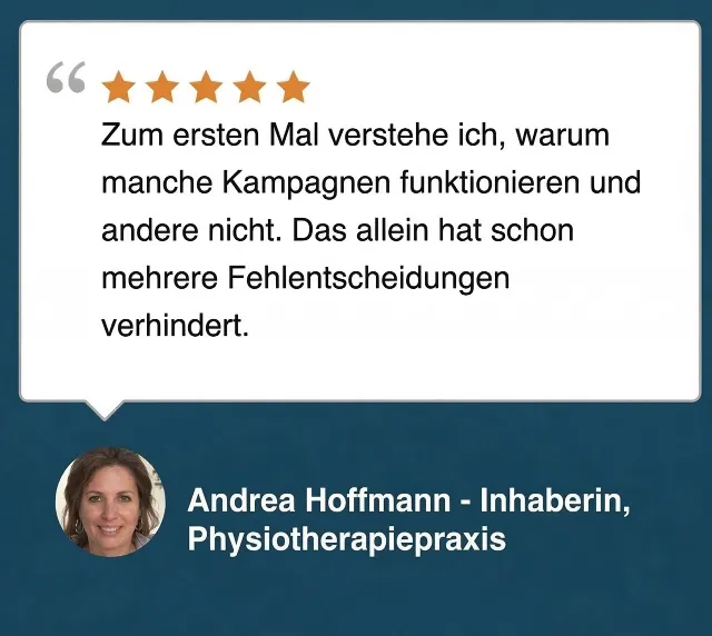 Kundenstimme Andrea Hoffmann – Inhaberin, Physiotherapiepraxis
